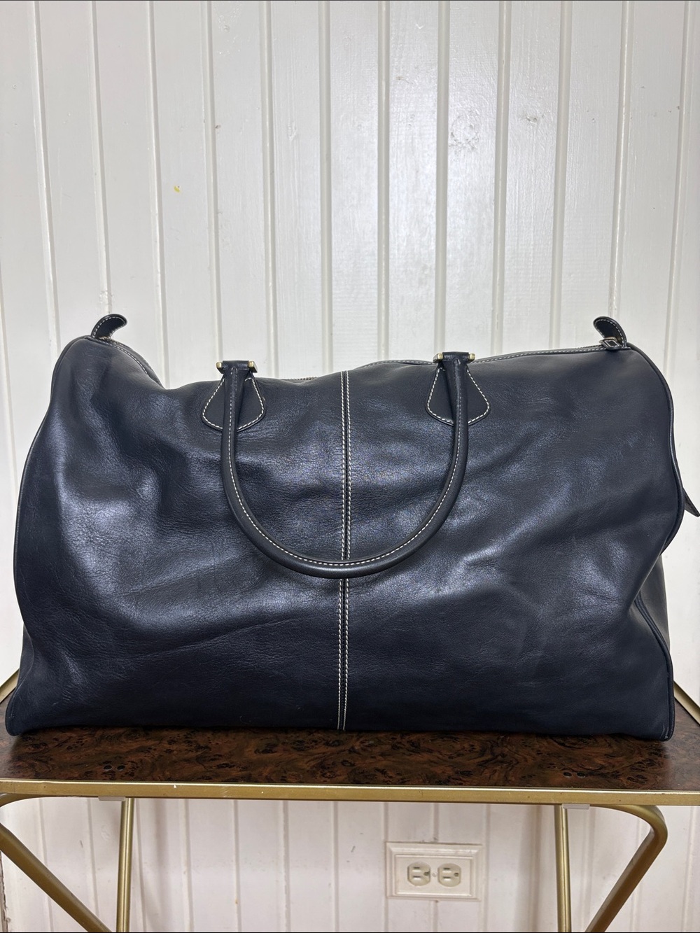J crew genuine leather duffel garment bag